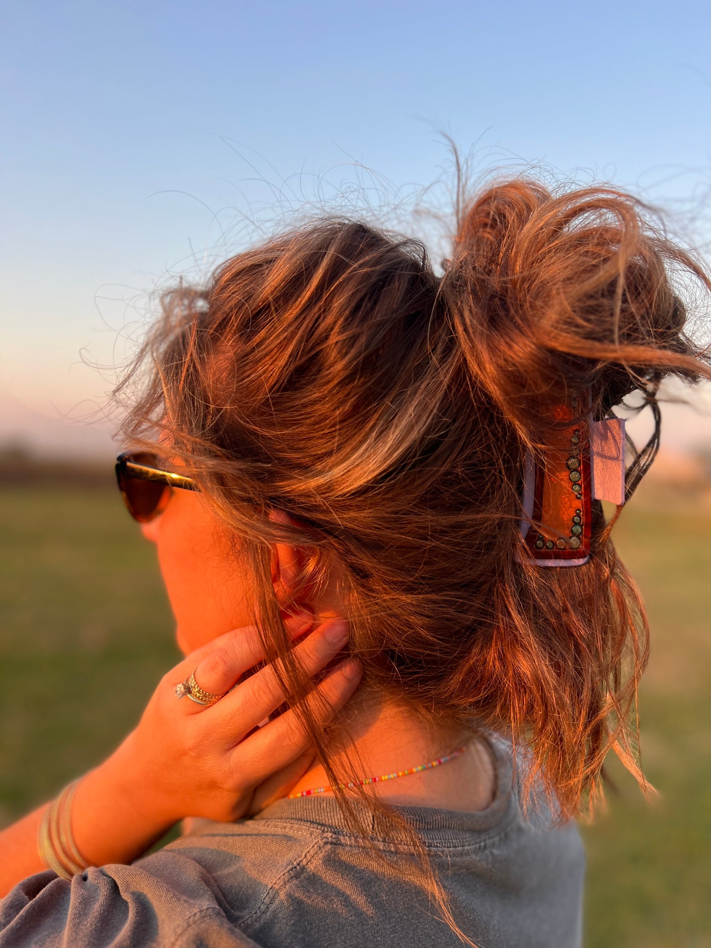 Jumbo Turquoise Beaded Hair Clip